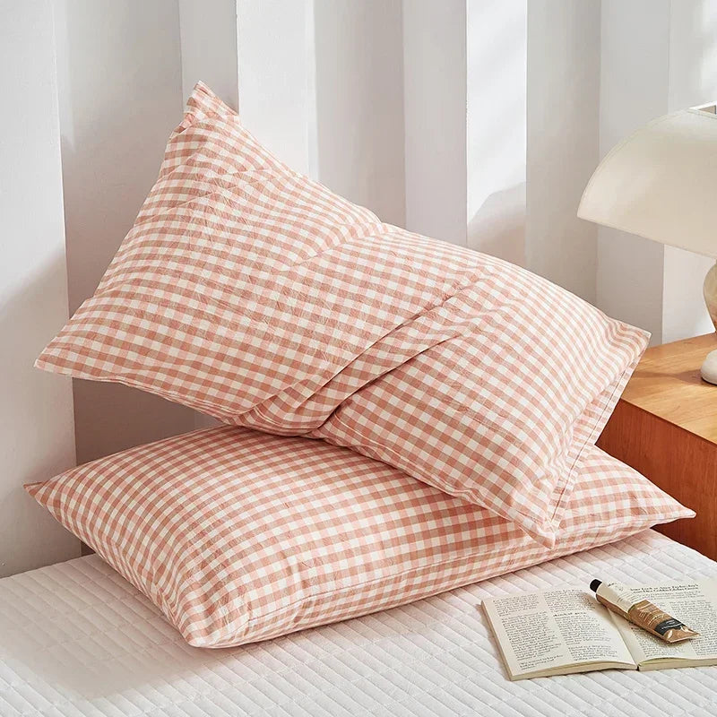 Pillowcase Envelope Style Plaid Couples Plain Ins 48x74cm 100% Pure Cotton Home Textile Household Bedroom Throw Pillow Case