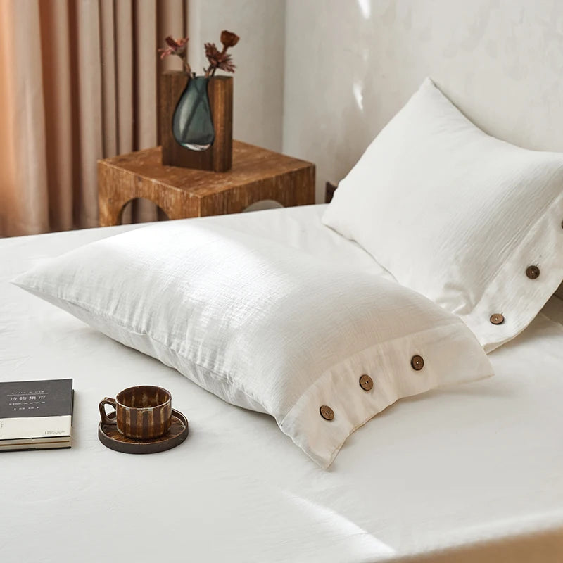 100% Cotton Pillowcase 2pcs Solid Color Pillow Cover Bedding Decorative Pillow Case PillowCase Cover Nordic Sling cushion covers