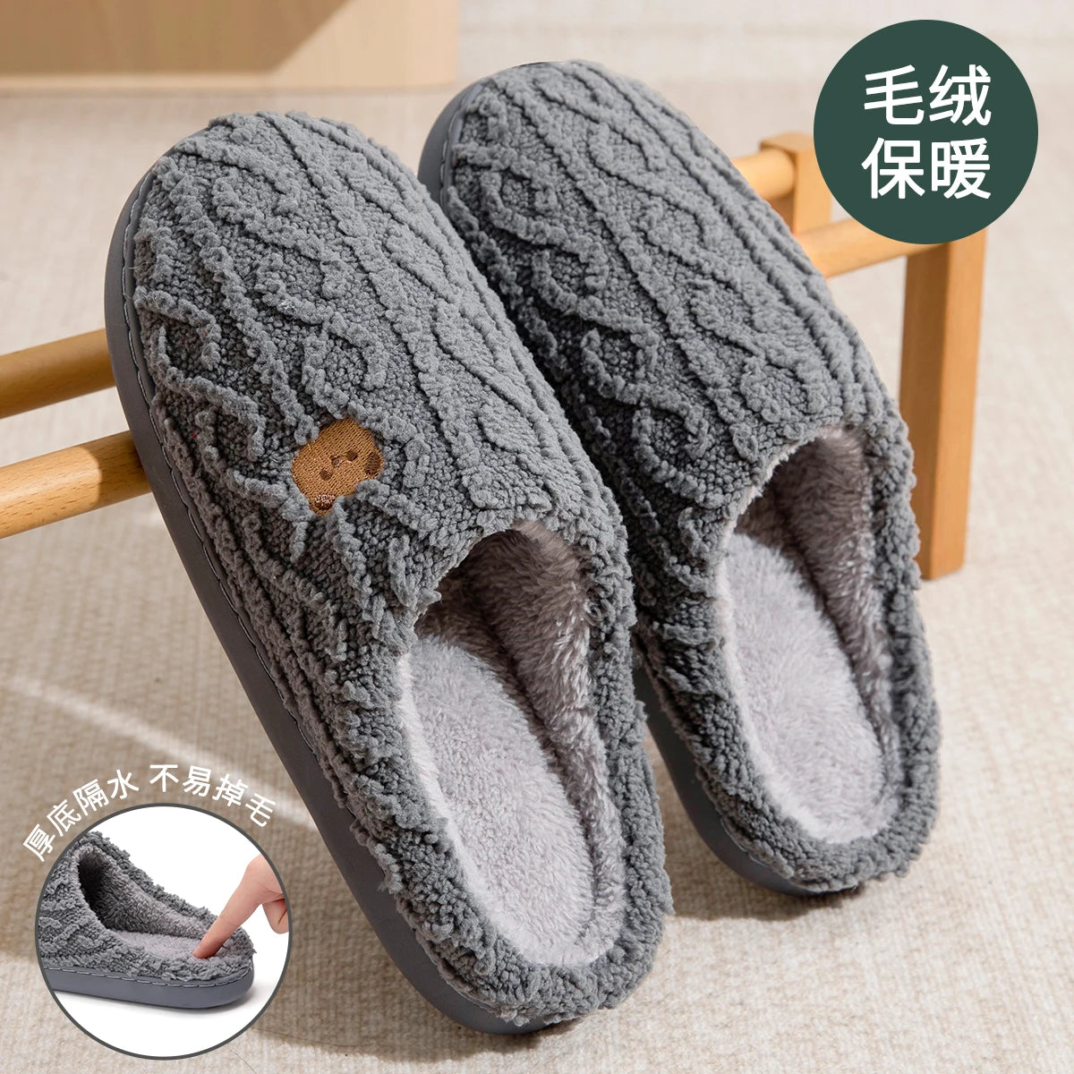 Winter Women Cotton Slippers warm Lightweight Anti Slip Slides Comfortable Indoor Home slippers