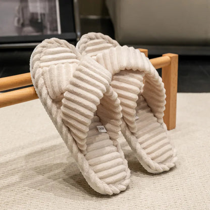 Women's opening winter indoor and outdoor thick soled warm plush moon shoes word foam cotton slippers