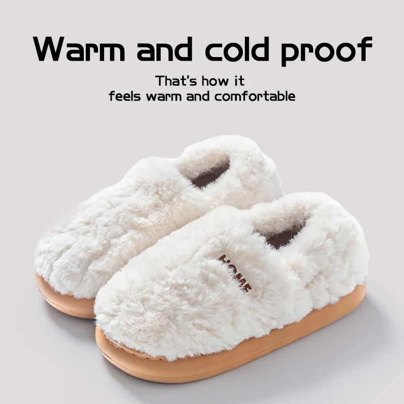 Cotton slippers women's winter new style bag heel home warm and non slip plush cotton shoes for men wearing outside