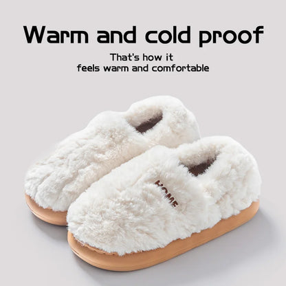 Cotton slippers women's winter new style bag heel home warm and non slip plush cotton shoes for men wearing outside