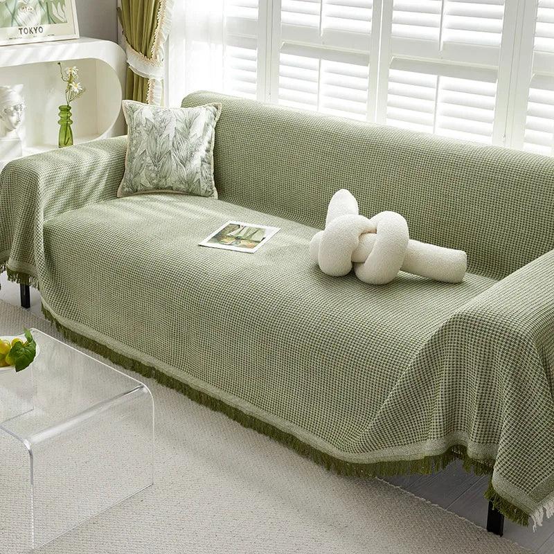 Sofa Towel with Full Coverage Ins Cream Wind Cotton Yarn Camping Blanket Sofa Cushion Cover All Season Universal All Inclusive