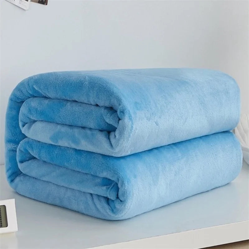 Flannel Coral Fleece Blanket Polyester Black Color 5 Size Mink Throw Sofa Cover Plaid Sheet Soft Blankets On The Bed
