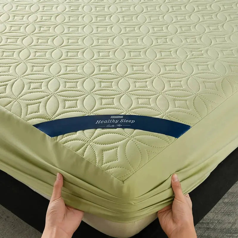 Ultrasonic Quilted Waterproof Antibacterial Mattress Protector Breathable Ultra Soft Noise Free 30CM Deep Pocket Fitted Sheet