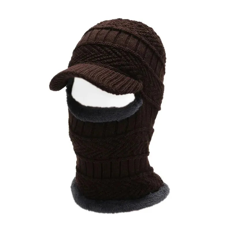 Hatsmen's Winter Plus Fleece Beanie, Outdoor Cycling, Cold Cover, Face Protection, Neck Protection, Warm Knitted One-Piece Hat