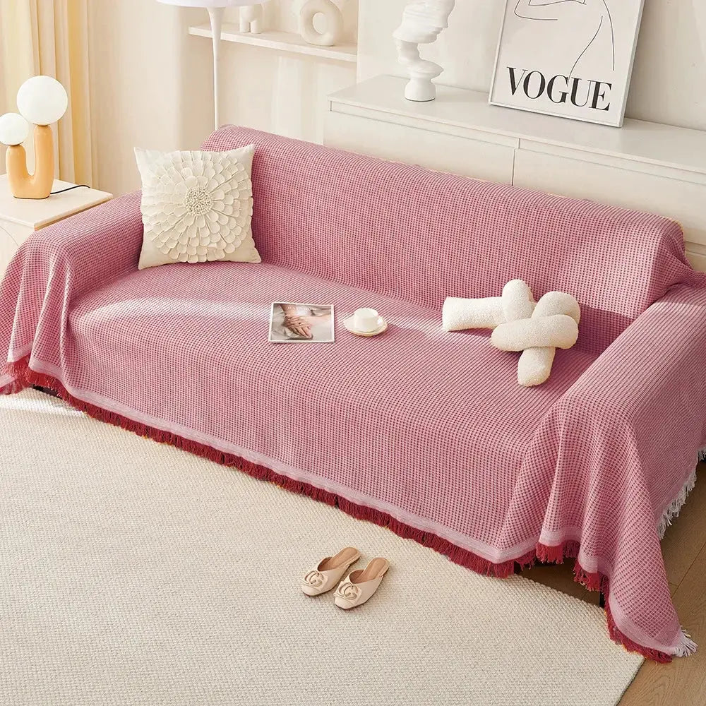 Sofa Towel with Full Coverage Ins Cream Wind Cotton Yarn Camping Blanket Sofa Cushion Cover All Season Universal All Inclusive