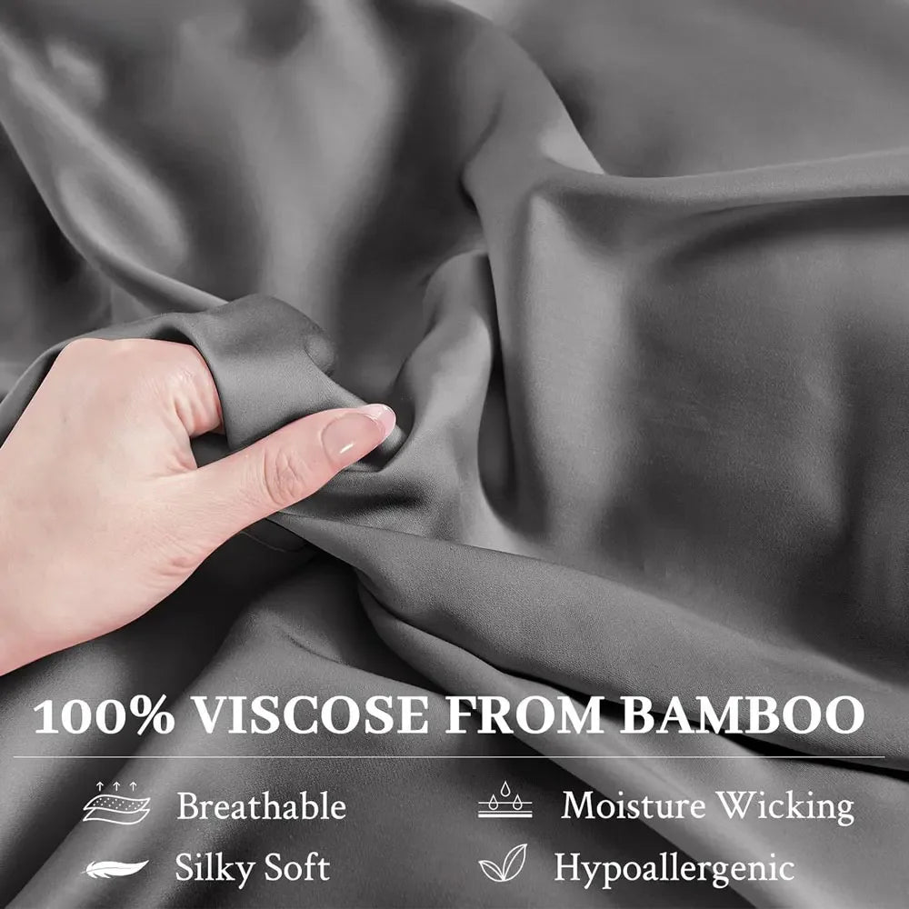 2pcs Bamboo Pillowcase for Hot Sleepers & Night Sweats Softness Cooling Pillow Cover with Envelope Closure