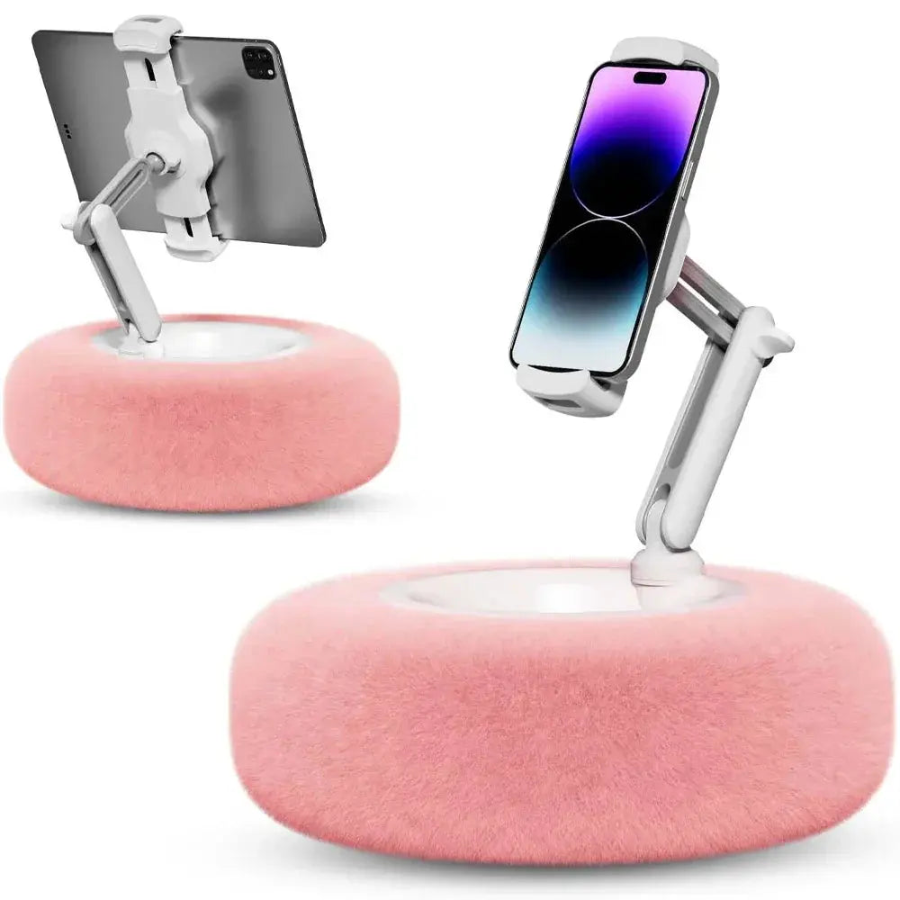 New 2025 Plush Pillow Phone Tablet Bracket Desktop Stand Adjustable Length Angle For Live Straming Video Chat Lazy Tablet Holder