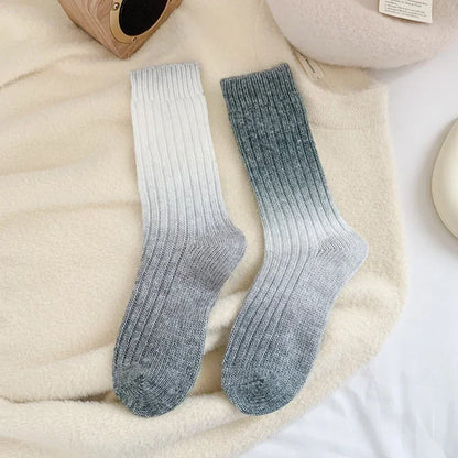 Winter Thick Warm Long Socks Gradient Wool Cashmere Kawaii Socks Women Thermal Floor Sleeping Socks New Year Gift Autumn 2024New