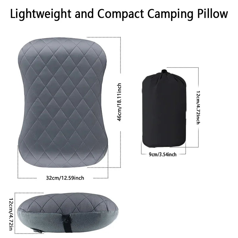 Ultralight Inflatable Camping Travel Pillow with Soft Washable Cover - Ergonomic Inflating Pillows for Neck & Lumbar Support