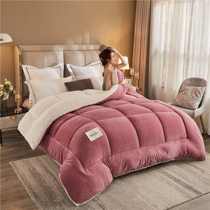 New Thick Milk Fleece Warm Blanket for Winter Artificial Lamb Cashmere Duvet Comforter Soft Warmth Weighted Blankets Quilt Core