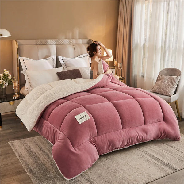 New Thick Milk Fleece Warm Blanket for Winter Artificial Lamb Cashmere Duvet Comforter Soft Warmth Weighted Blankets Quilt Core