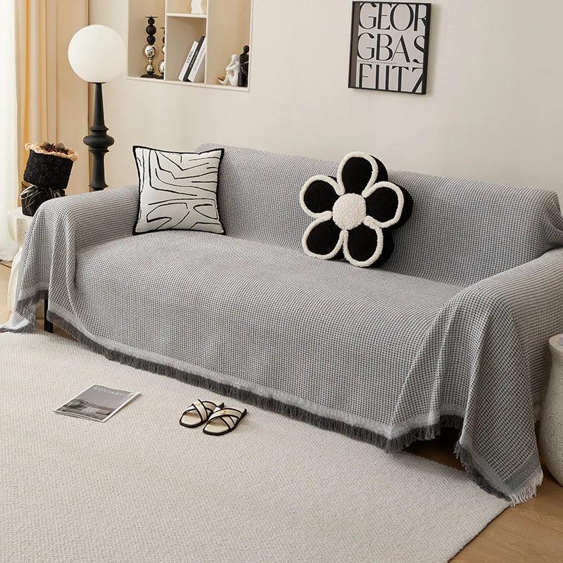Sofa Towel with Full Coverage Ins Cream Wind Cotton Yarn Camping Blanket Sofa Cushion Cover All Season Universal All Inclusive