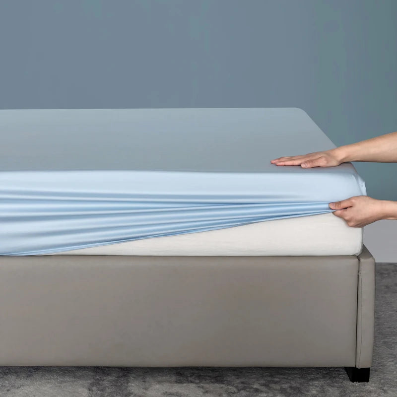 100% Bamboo Fitted Sheet with Elastic Band Smooth Cooling Bedsheet 1000 Thread Count Anti-slip Mattress Cover for Queen King Bed