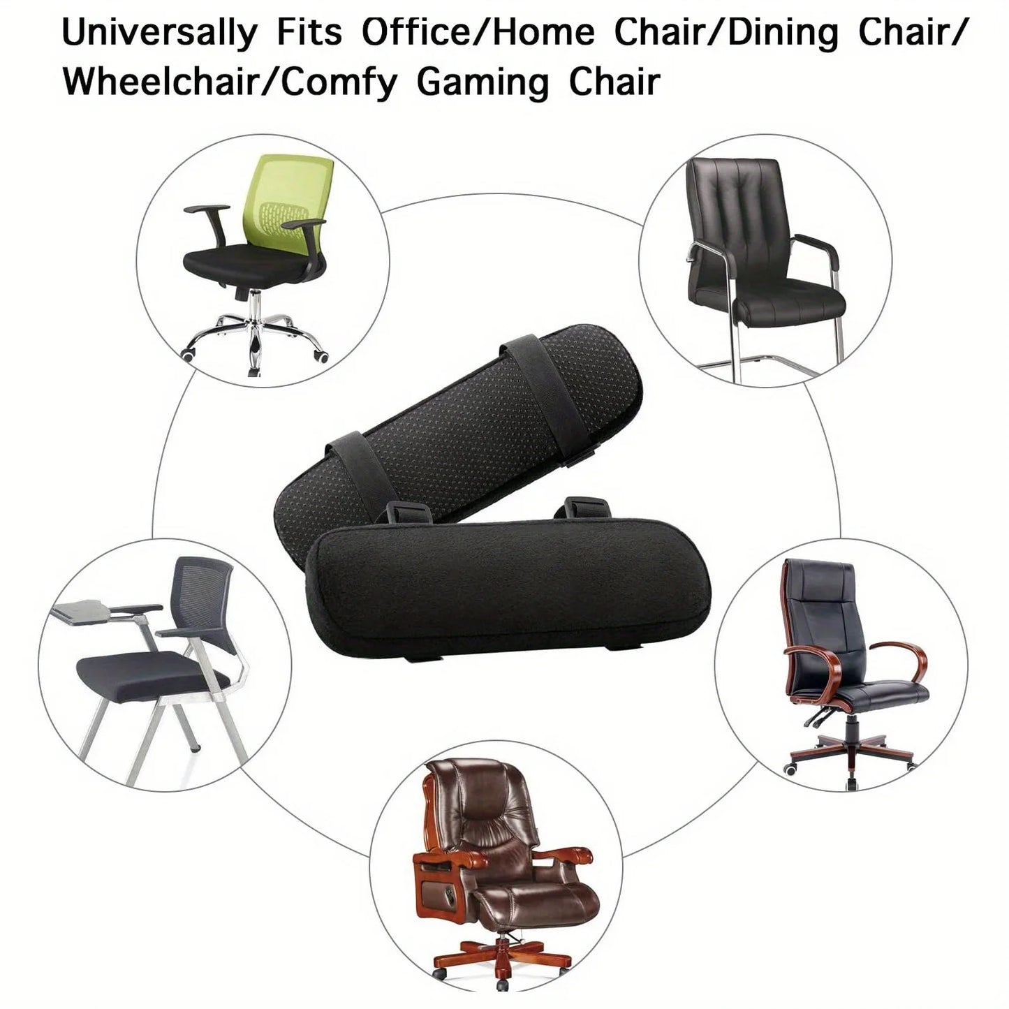 Memory Foam Armrest Pads for Office Chair Elbow Support Cushion for Arm Pressure Relief, Universal Fit Covers for Desk Chairs