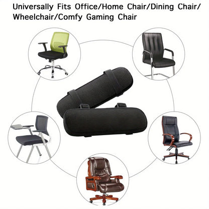 Memory Foam Armrest Pads for Office Chair Elbow Support Cushion for Arm Pressure Relief, Universal Fit Covers for Desk Chairs