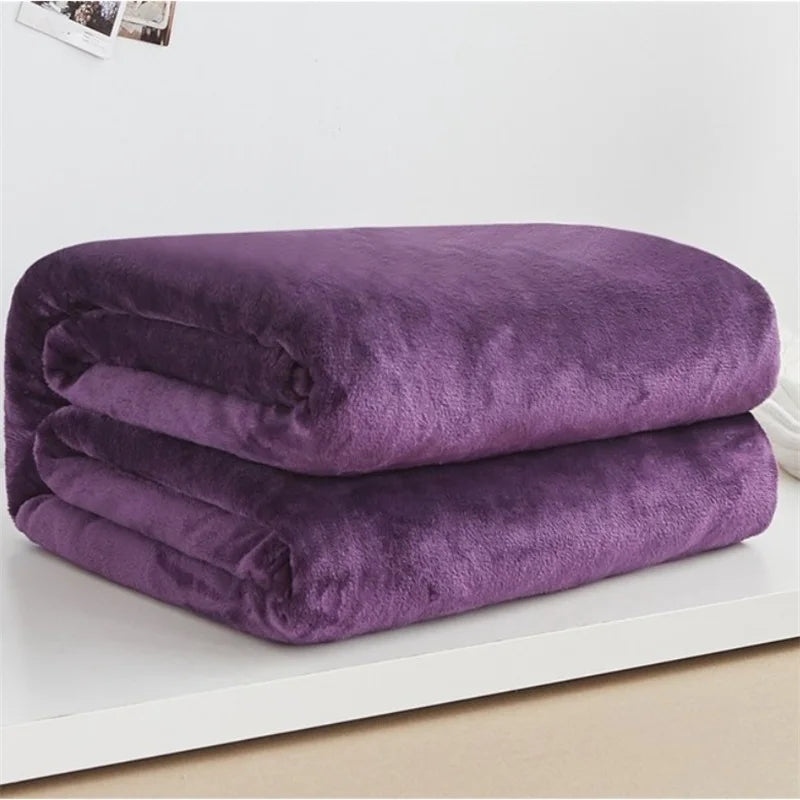 Flannel Coral Fleece Blanket Polyester Black Color 5 Size Mink Throw Sofa Cover Plaid Sheet Soft Blankets On The Bed