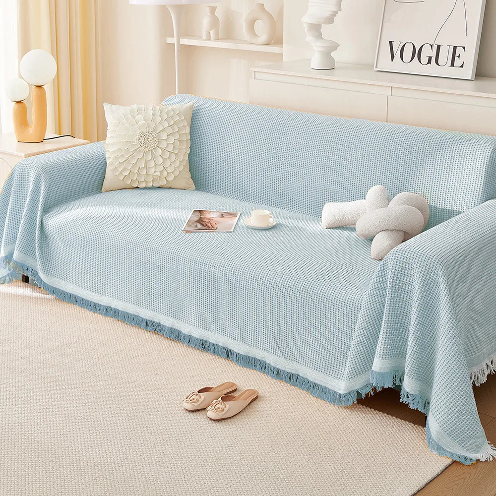 Sofa Towel with Full Coverage Ins Cream Wind Cotton Yarn Camping Blanket Sofa Cushion Cover All Season Universal All Inclusive
