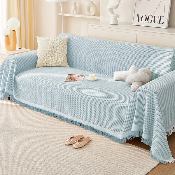 Sofa Towel with Full Coverage Ins Cream Wind Cotton Yarn Camping Blanket Sofa Cushion Cover All Season Universal All Inclusive