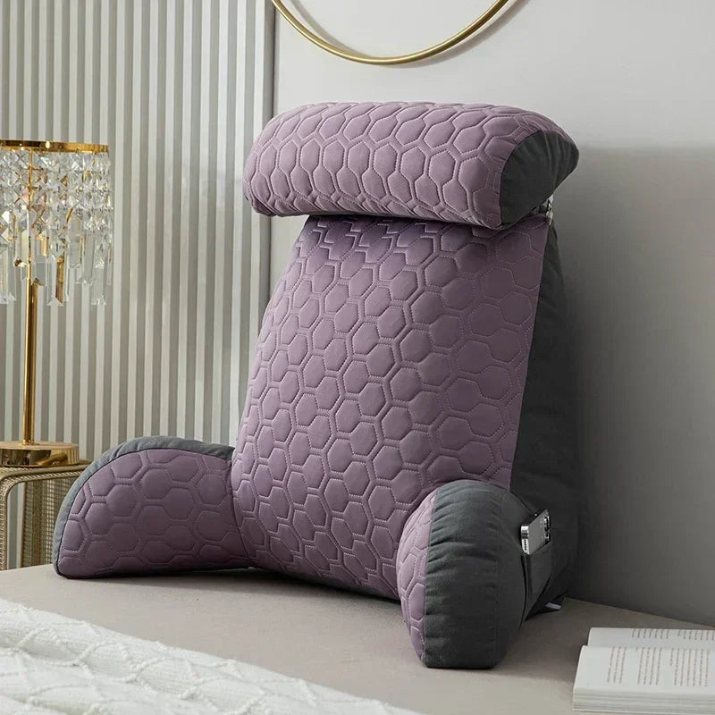 Reading Pillow Standard Bed Pillow Large Backrest Soft Cool Silk Latex Cushion Washable Cover Chair with Pockets Bed Pillow
