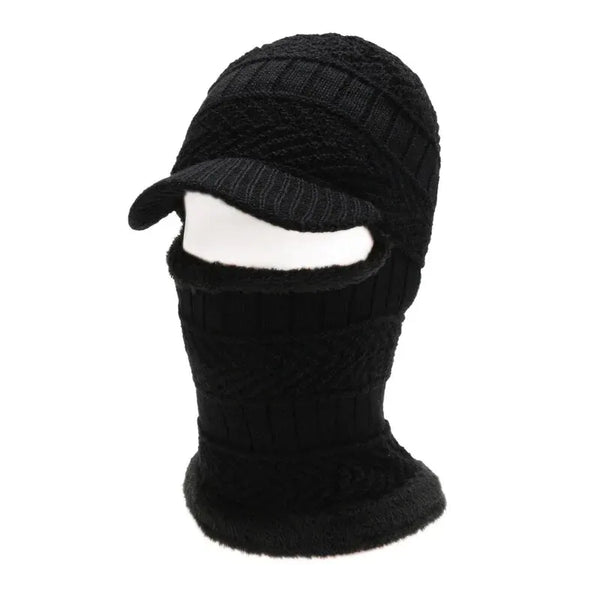 Hatsmen's Winter Plus Fleece Beanie, Outdoor Cycling, Cold Cover, Face Protection, Neck Protection, Warm Knitted One-Piece Hat
