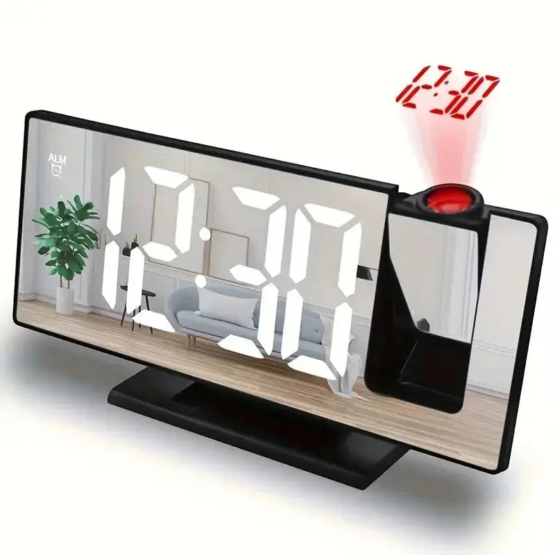 Projection alarm clock multifunction Intelligent luminous clock Bedroom large screen digital clock 180℃ back and celling projec