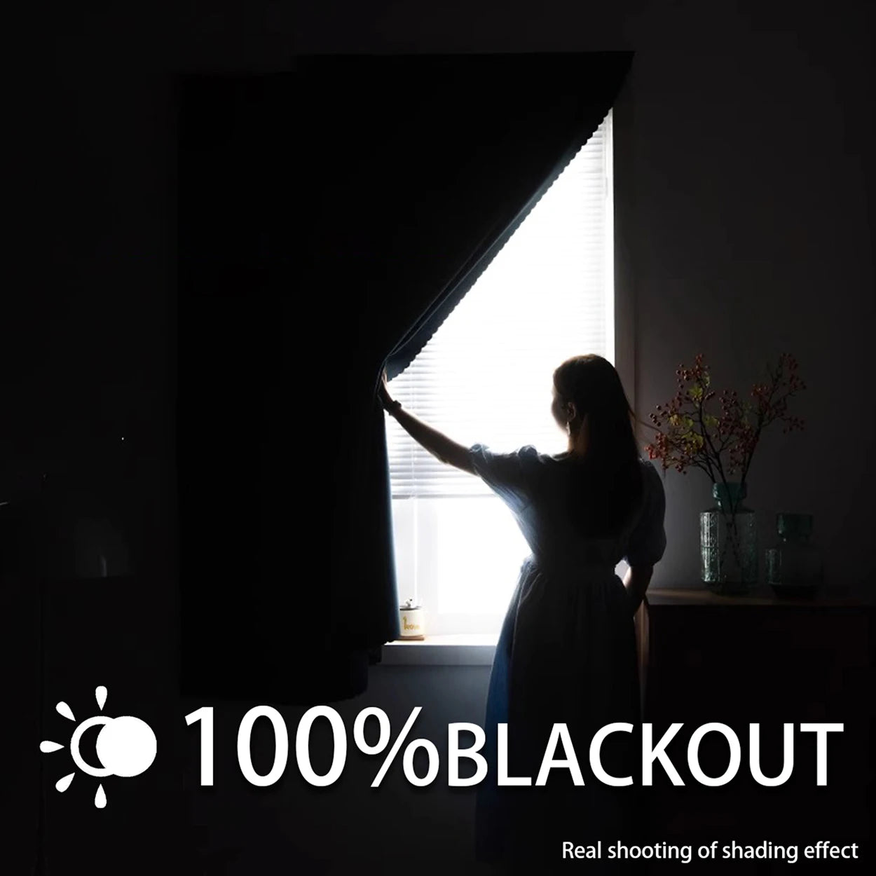 1Pc Self-Adhesive Portable 100% Blackout Curtains, Punch-Free Sunshade Curtains - Heat Insulation, Easy Installation, Available for All Seasons