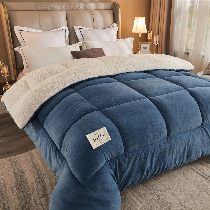 New Thick Milk Fleece Warm Blanket for Winter Artificial Lamb Cashmere Duvet Comforter Soft Warmth Weighted Blankets Quilt Core