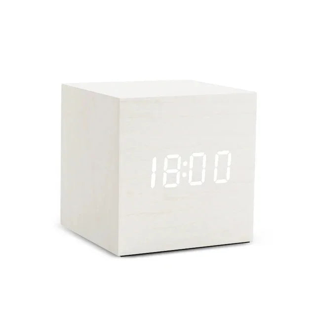 Wooden Digital Alarm Clock with Temperature Sound Control Electronic Clocks Desktop USB/AAA Powered Desperadoe LED Bedside ClocK