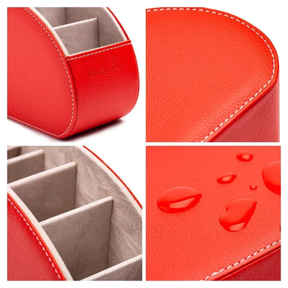 5 Grid Pu Leather Organizer Remote Control Phone And Tv Holder Desk Storage Box Cosmetics Brush