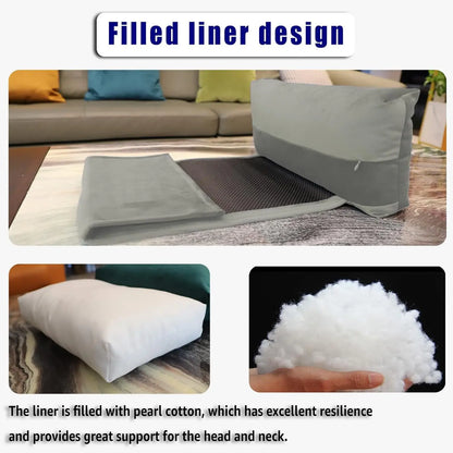 New Fashion Velvet Chaise Lounge Headrest with Non-Slip Base Adjustable Fixed Neck Support Car Headrest