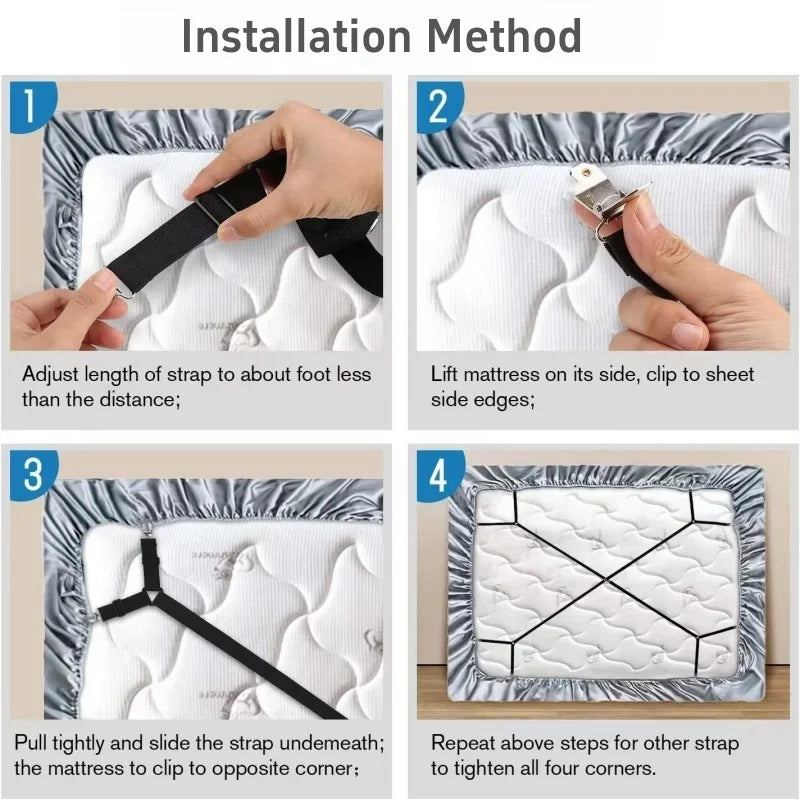 Universal Bed Sheet Fixed Holder High Elastic Adjustable Crisscross Fastener Straps Kits Non-Slip Sofa Cover Clips