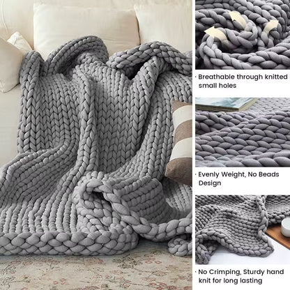 Home Decor 12lbs/15lbs Hand Made Minimalism Breathable Therapy Chunky Knitted Weighted Blanket