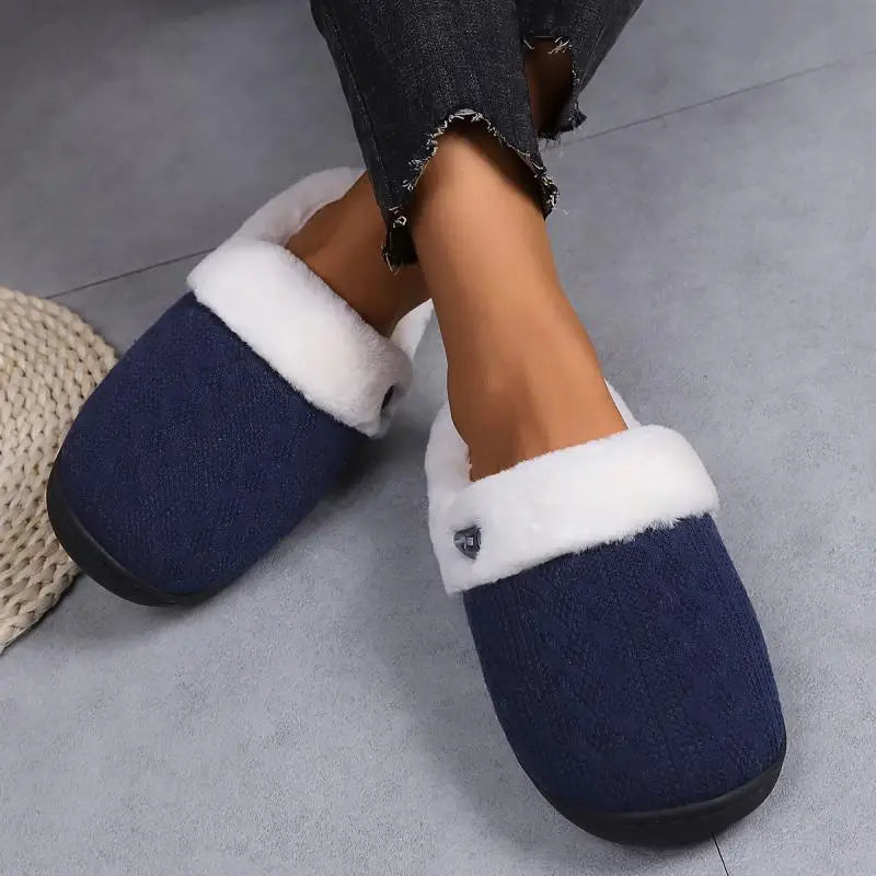 Platform Fluffy Slippers Women House Plush Fashion Designer Winter Shoes Ladies Flats Warm Home Casual Footwear Elegant Big Size