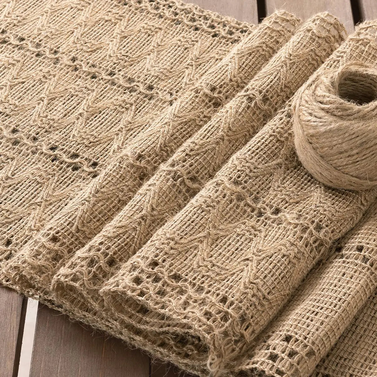 Burlap Small Table Runner Boho Rustic Macrame Spring Easter Jute Vintage Farmhouse Coffee Table Dresser Scarf for Dining Room