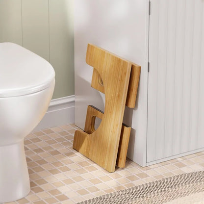 7 Inches Bamboo Toilet Stool Squat for Adults, Collapsible Poop Stool for Bathroom, Potty Step Stool with Non-Slip St
