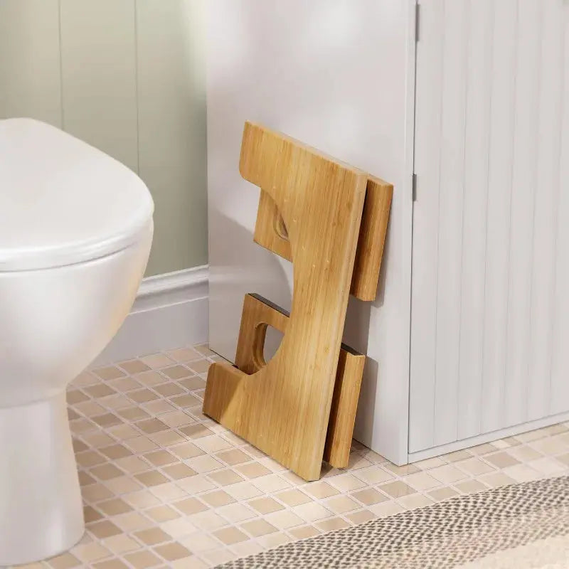 7 Inches Bamboo Toilet Stool Squat for Adults, Collapsible Poop Stool for Bathroom, Potty Step Stool with Non-Slip St