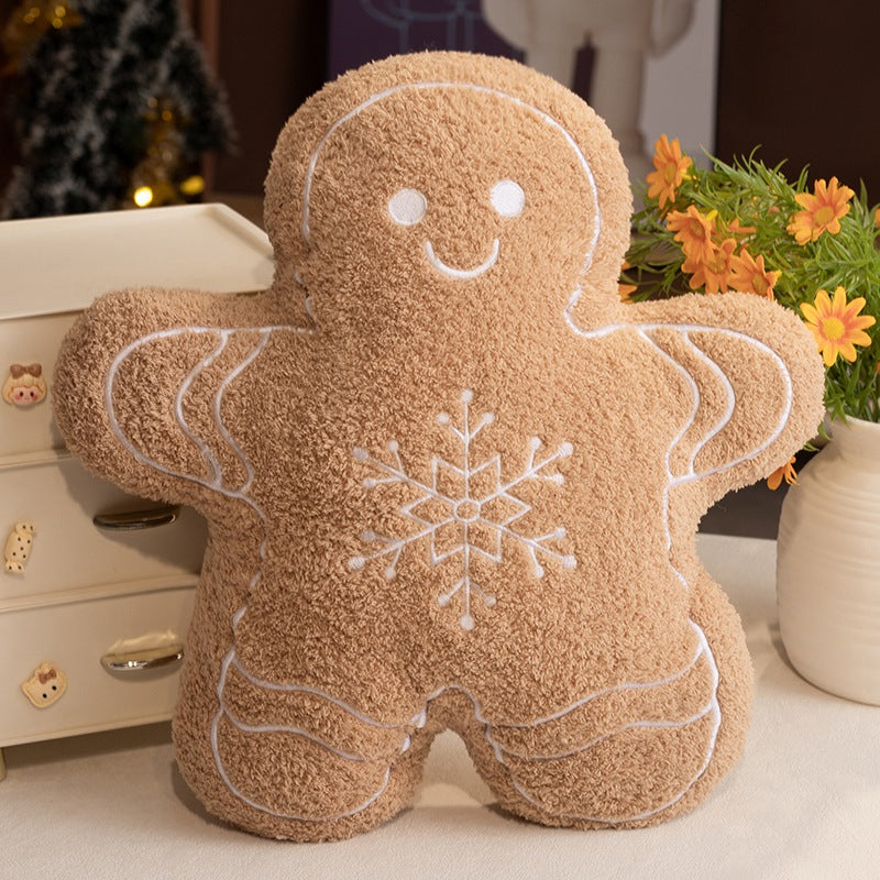36CM Christmas Gingerbread Man Snowflake House Plush Pillow Toys Biscuit Peluche Stuffed Cookie Soft Doll Room Decoration Gifts