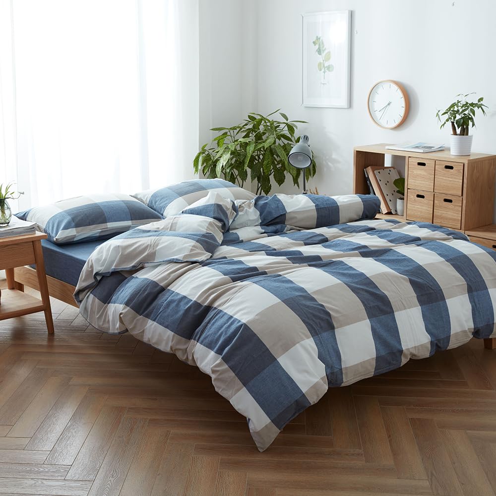 Slumblr® White Grid Washed Cotton Duvet Cover Set