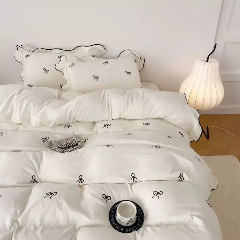 Slumblr® Ruffle Bow Duvet Cover Set (4 Pcs) Slumblr