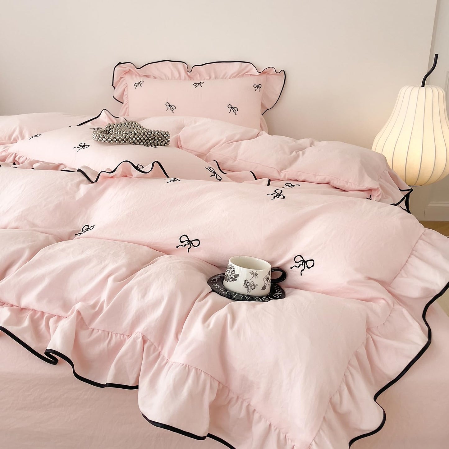 Slumblr® Ruffle Bow Duvet Cover Set (4 Pcs)