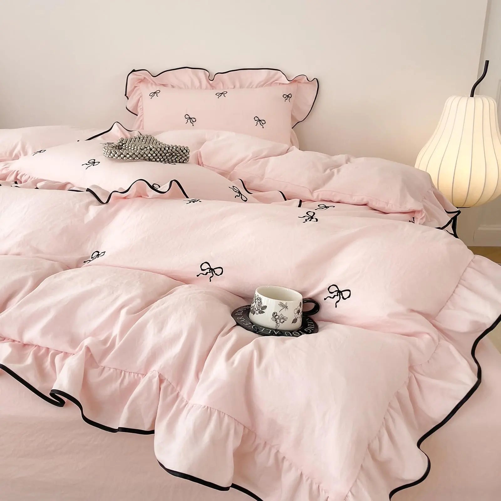 Slumblr® Ruffle Bow Duvet Cover Set (4 Pcs) Slumblr