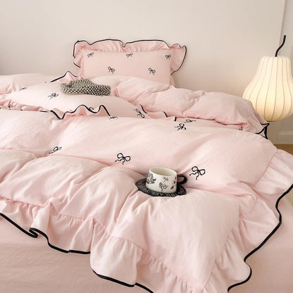 Slumblr® Ruffle Bow Duvet Cover Set (4 Pcs)