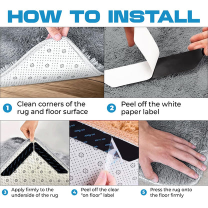 Slumblr® Rug Gripper Tape for Rug for Hardwood Floors (8pcs)