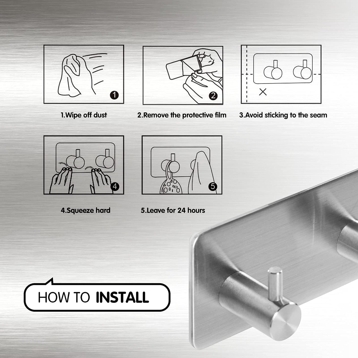 Slumblr® Self Adhesive Stainless Steel Wall Hooks