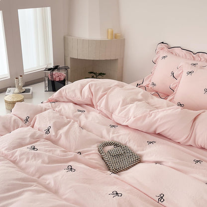 Slumblr® Ruffle Bow Duvet Cover Set (4 Pcs)
