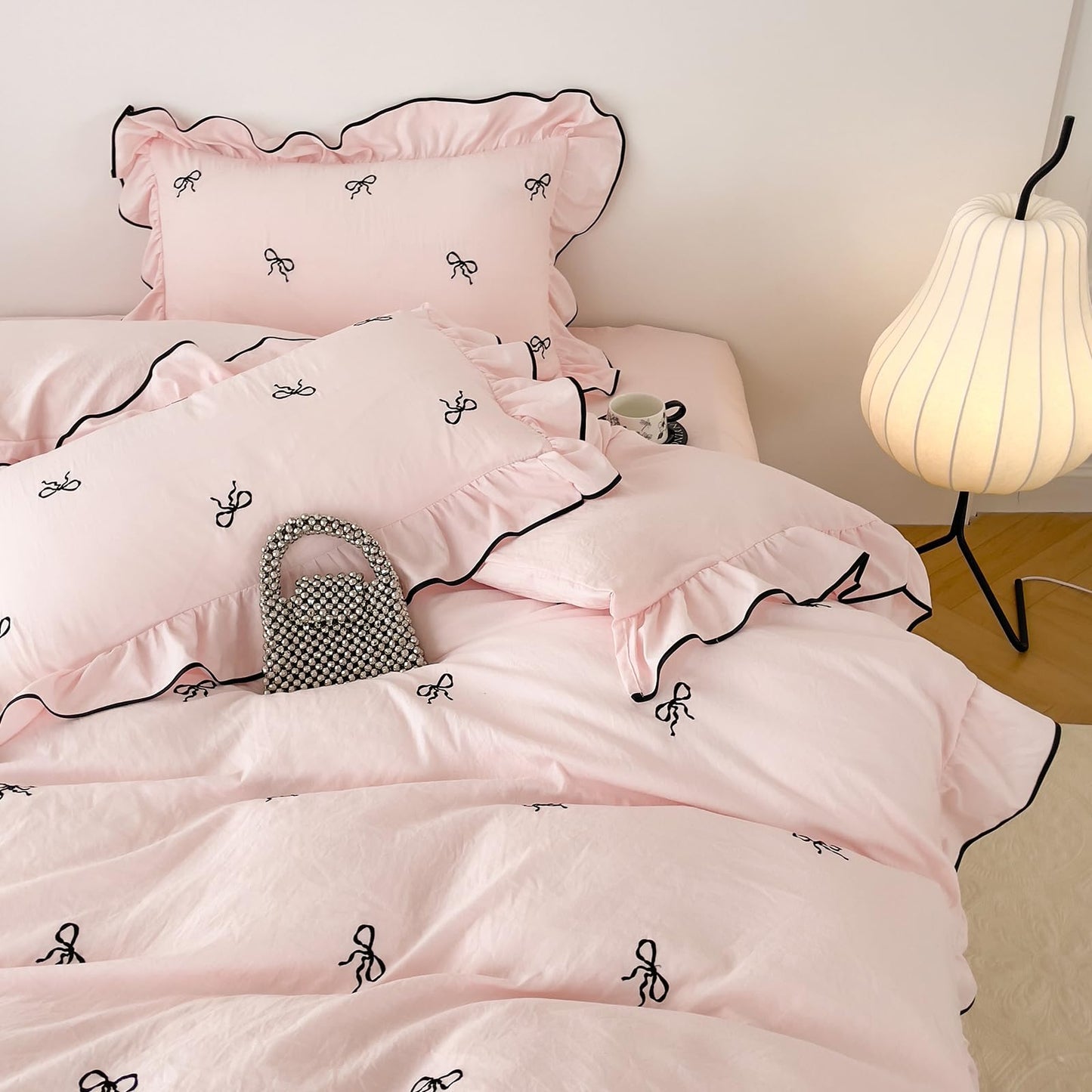 Slumblr® Ruffle Bow Duvet Cover Set (4 Pcs)