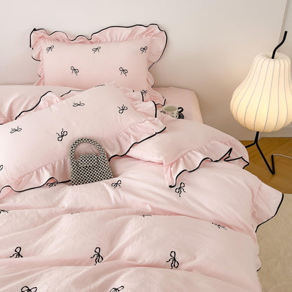 Slumblr® Ruffle Bow Duvet Cover Set (4 Pcs)