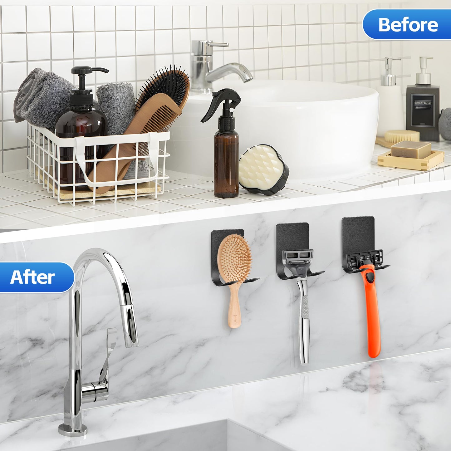 Slumblr® Razor Holder Stainless Steel Adhesive Hooks (2pcs)